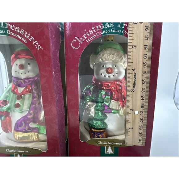 Lot Of 3 Y2K KMart Christmas Treasures Blown Glass Ornament Classic Snowman - Picture 5 of 6